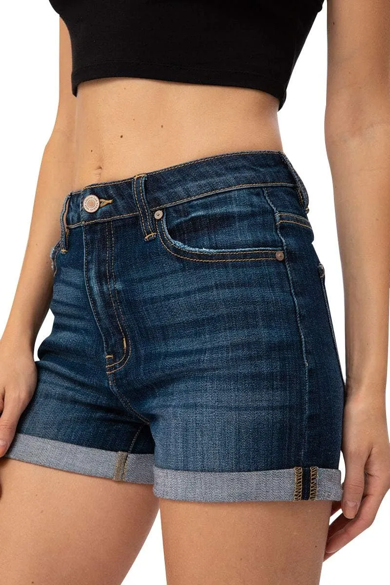 Kancan High Rise Hem Detail Denim Shorts - KC7326