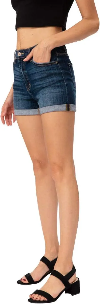 Kancan High Rise Hem Detail Denim Shorts - KC7326