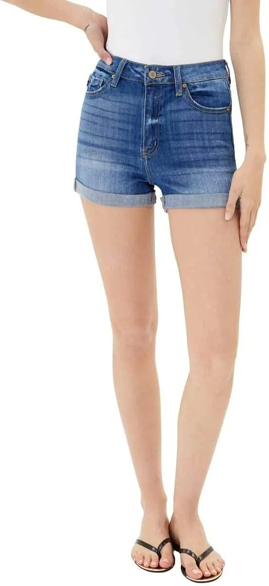 Kancan High Rise Hem Detail Denim Shorts - KC7326