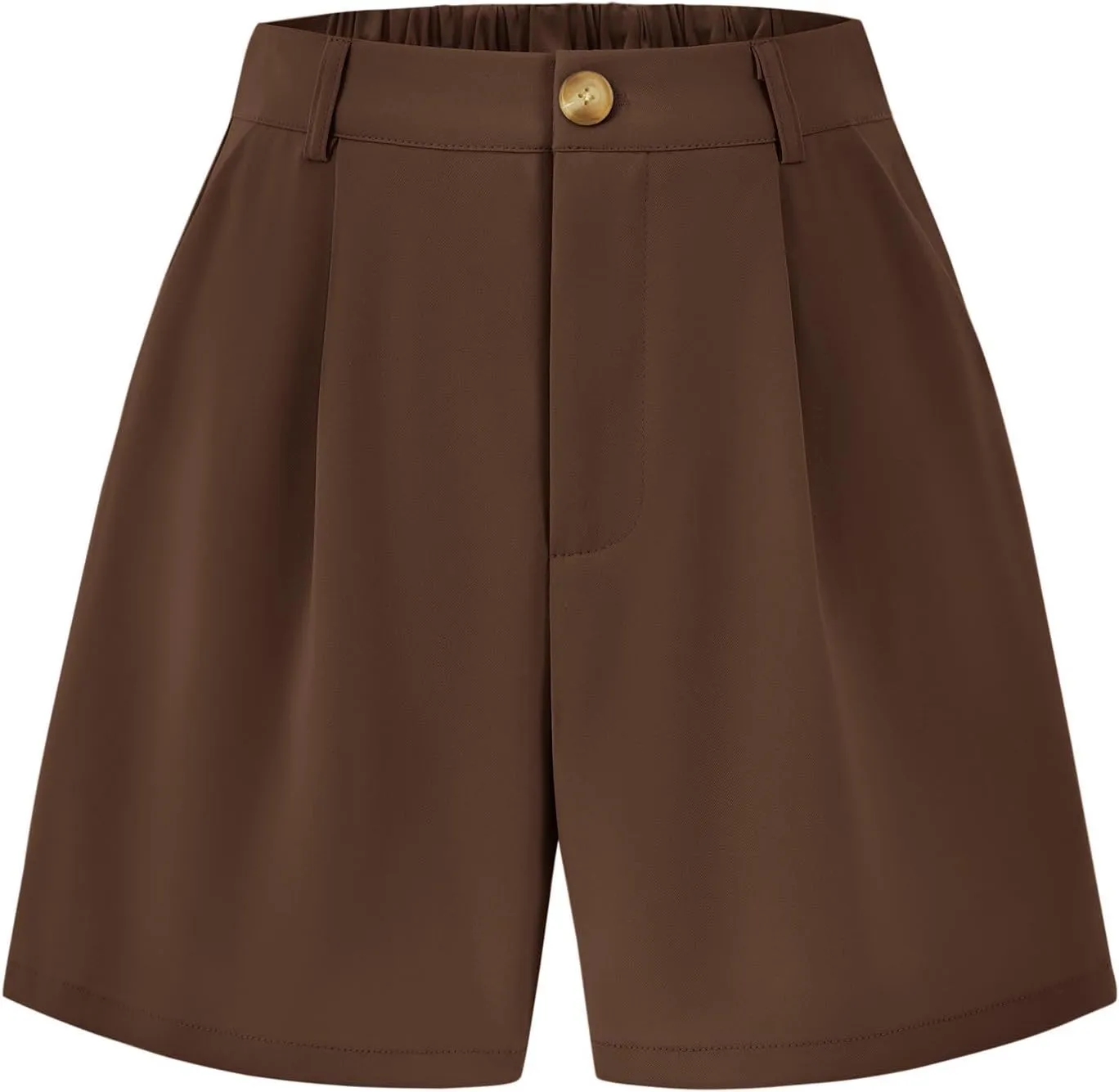 KIRUNDO Shorts for Women Dressy Casual Summer Elastic Waist in The Back Pleated Wide Leg Tailored Work Trouser Shorts