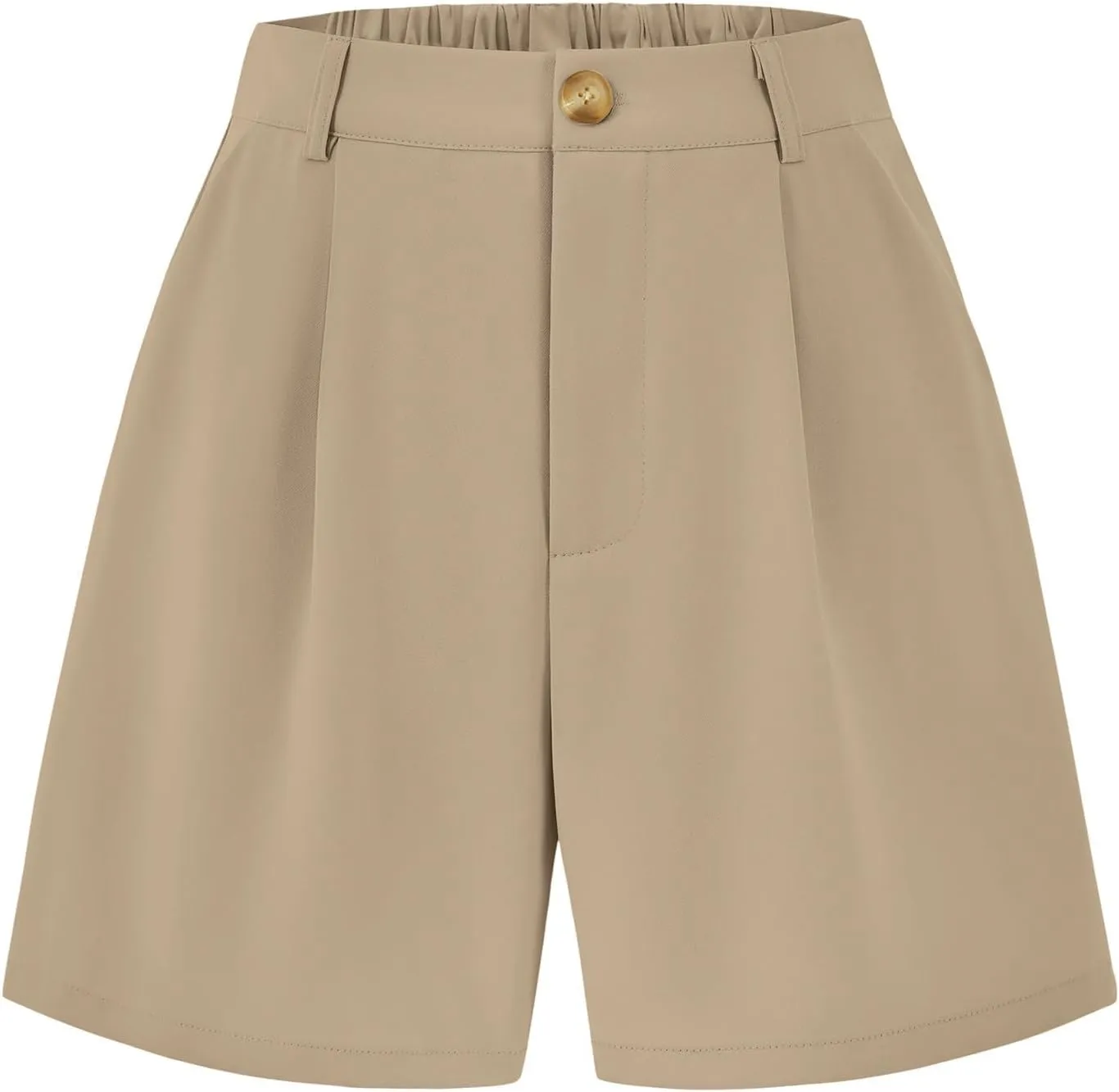 KIRUNDO Shorts for Women Dressy Casual Summer Elastic Waist in The Back Pleated Wide Leg Tailored Work Trouser Shorts