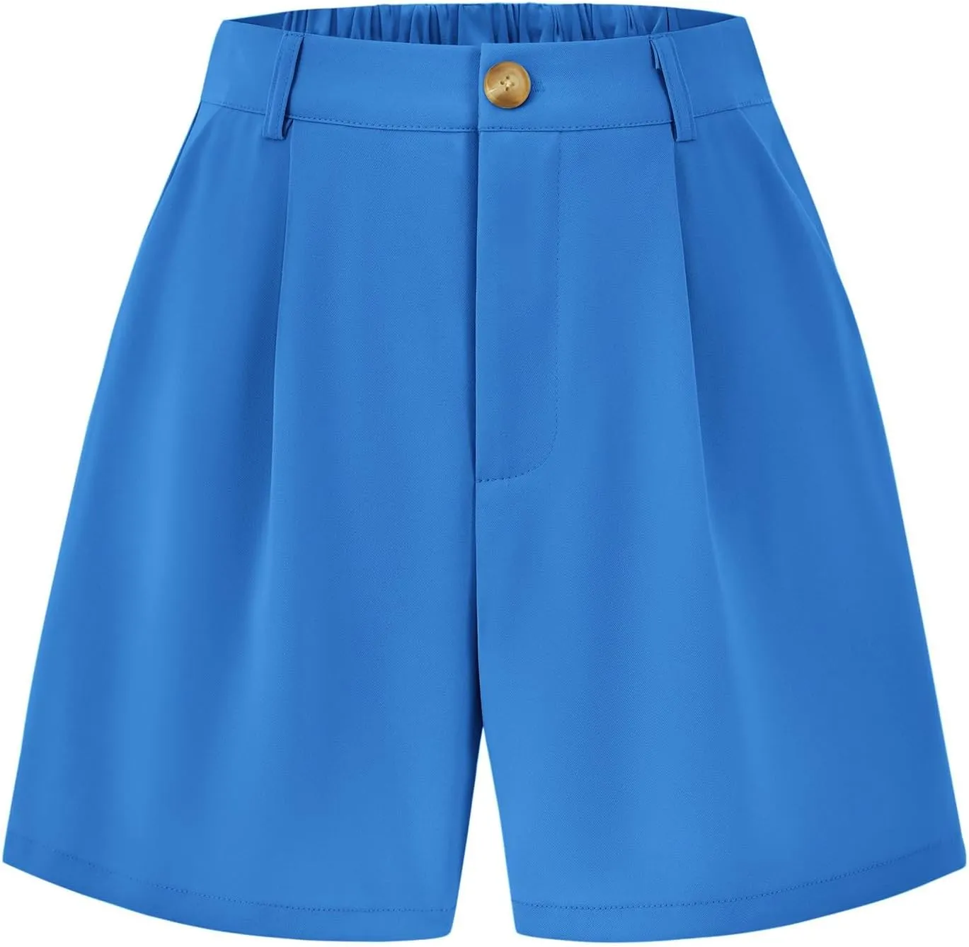 KIRUNDO Shorts for Women Dressy Casual Summer Elastic Waist in The Back Pleated Wide Leg Tailored Work Trouser Shorts