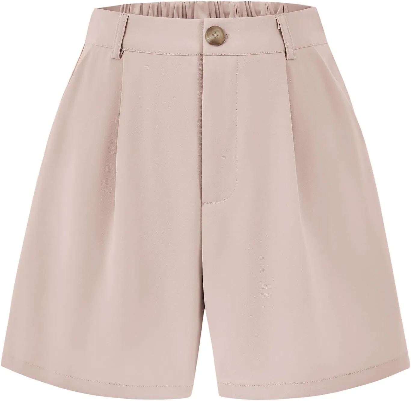 KIRUNDO Shorts for Women Dressy Casual Summer Elastic Waist in The Back Pleated Wide Leg Tailored Work Trouser Shorts