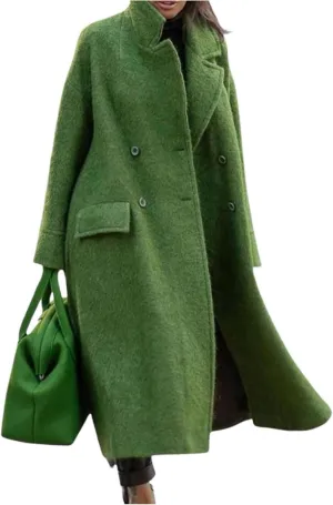 Kubbon Womens Long Pea Coats Business Long Wool Blend Coat Casual Long Sleeve Trench Coat Open Front Dressy Jackets