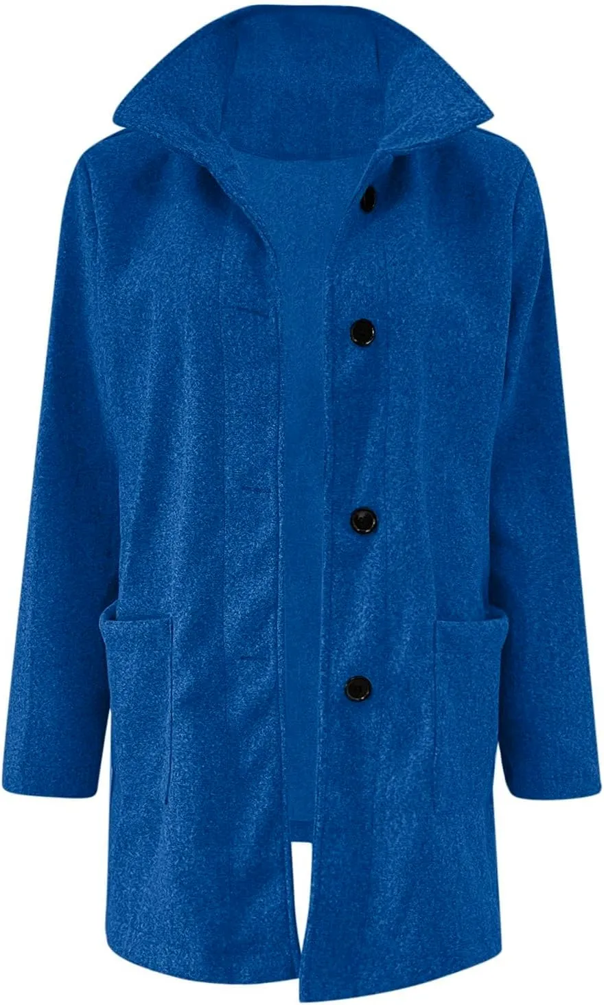 Kubbon Women's Winter Wool Blend Pea Coat Casual Single Breasted Stand Collar Trench Coat Thicken Warm Long Jacket Overcoat