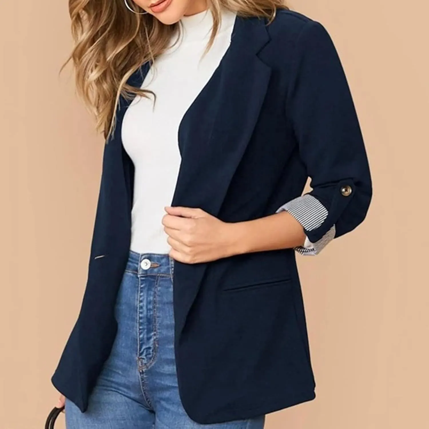Ladies Blazers To Wear With Jeans Office Women's Cardigan Cropped Dressy Vintage Blazers Fit It Herringbone Coat