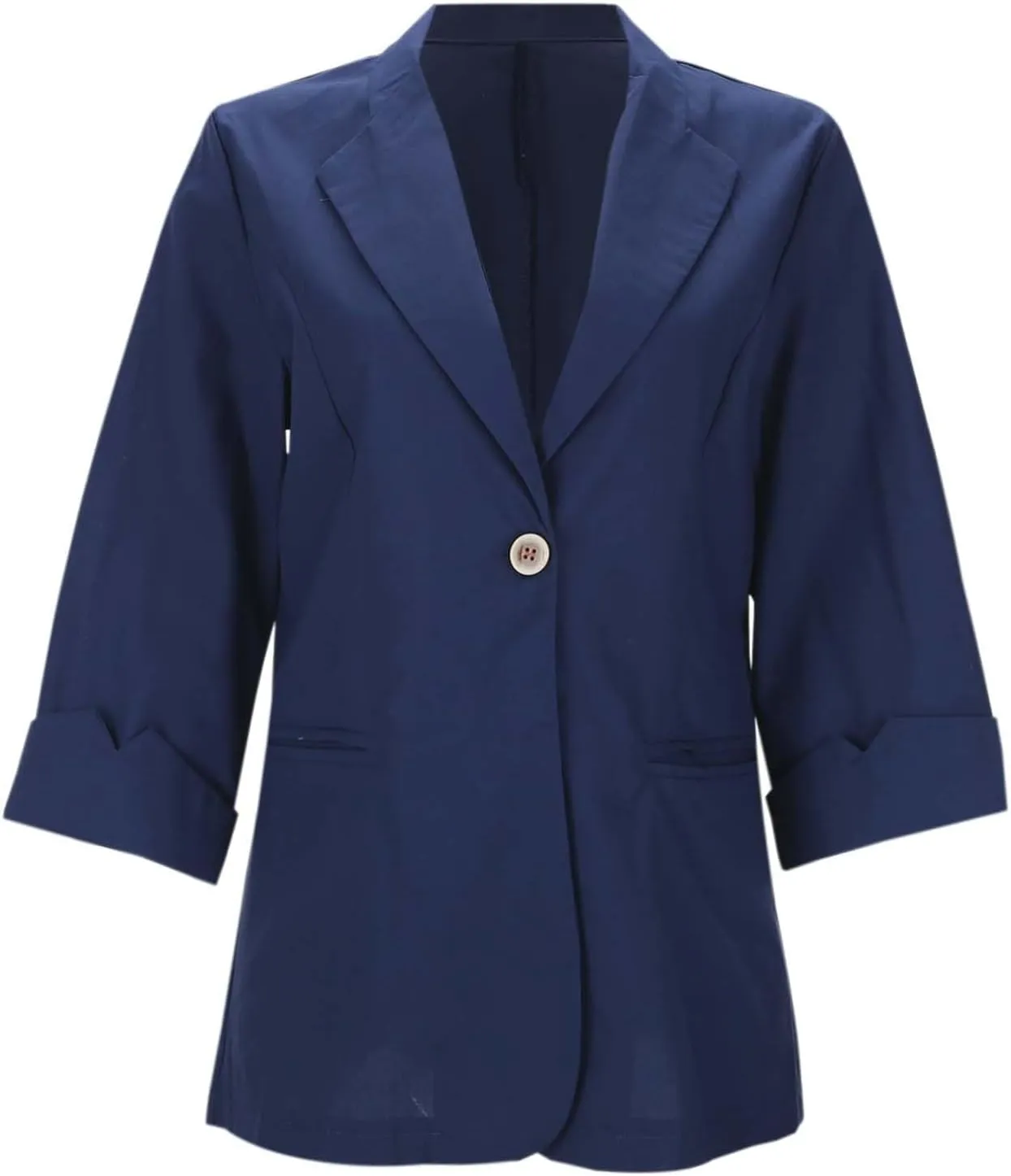 Linen Blazer Women Plus Size Lapel Button 3/4 Sleeve Open Front Jackets Summer Lightweight Work Office Blazers 2025