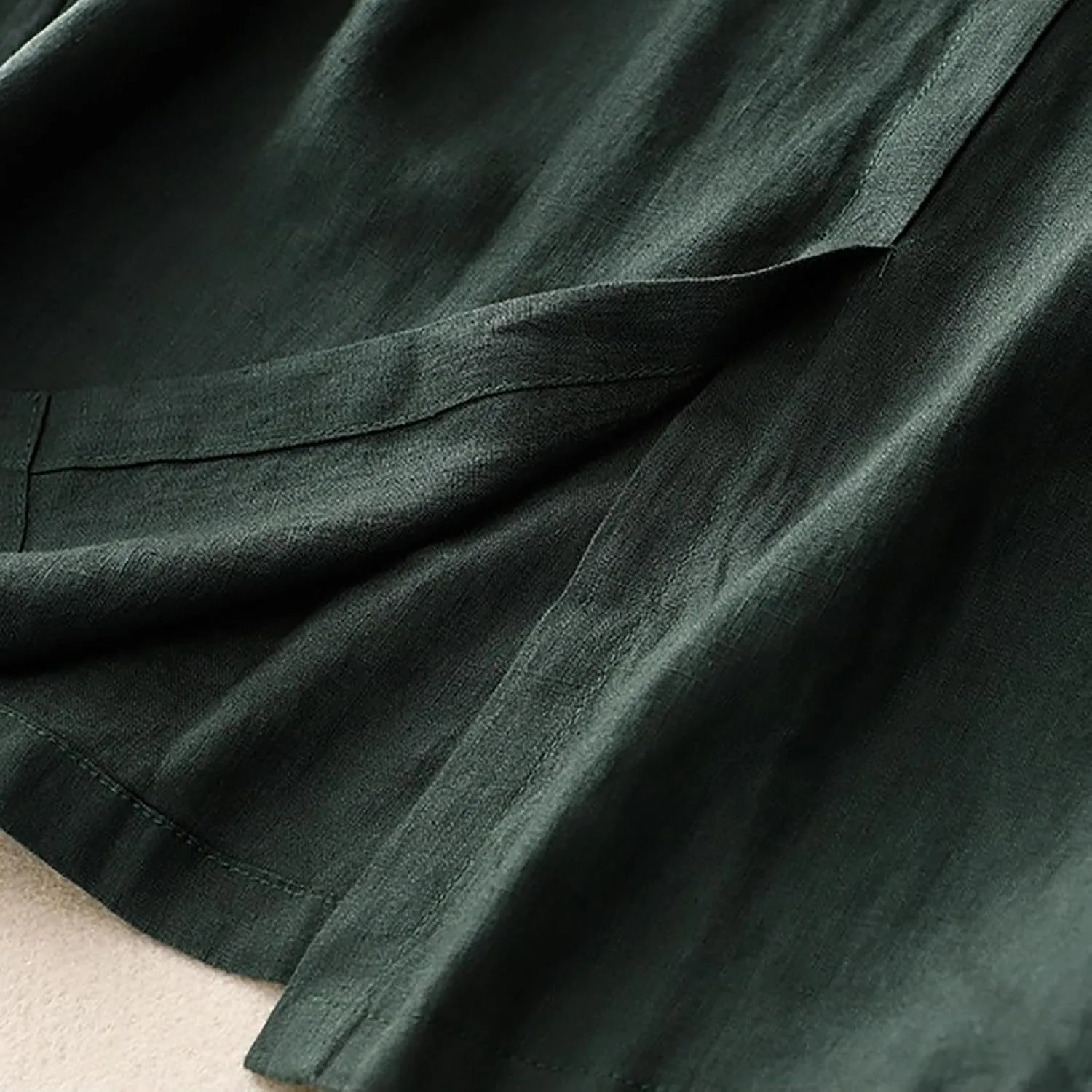 Linen Skirts for Women Summer Fashion Drawstring High Waist Button Skirt with Pockets Solid Loose Fit Holiday Skirts
