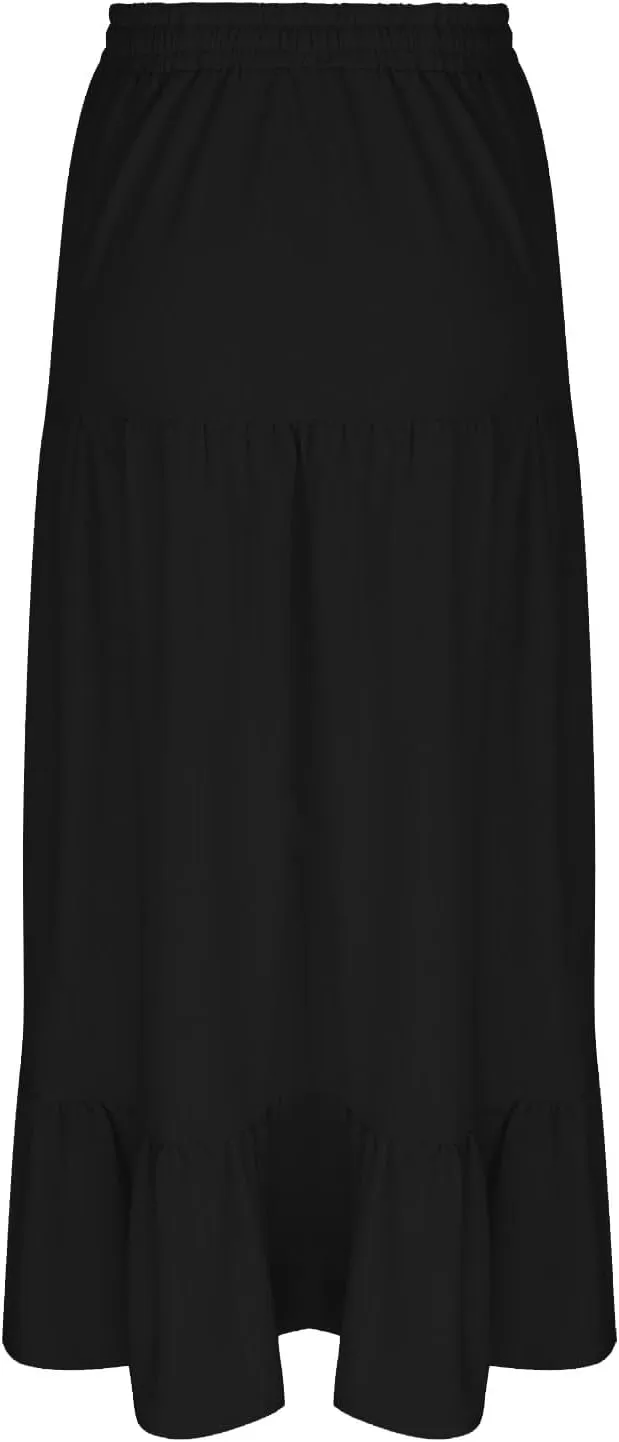 Long Skirts for Women Boho Vacation Split Tiered Puffle Swing A Line Chiffon Skirts Over-Knee Skirt