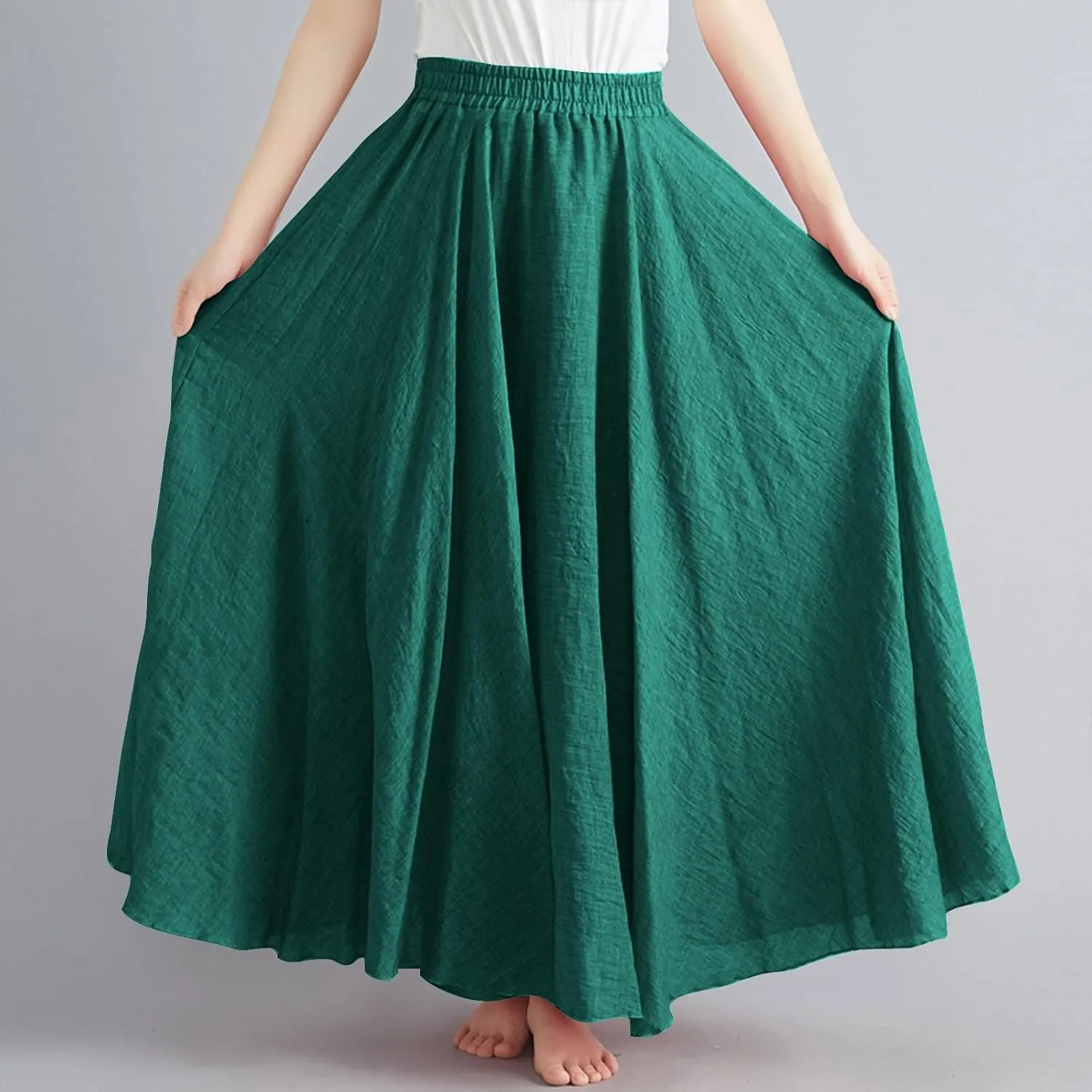 Long Skirts for Women Summer High Waist Beach Skirt Solid Color Western Boho Casual Skirt Flowy Quick Dry Skirt