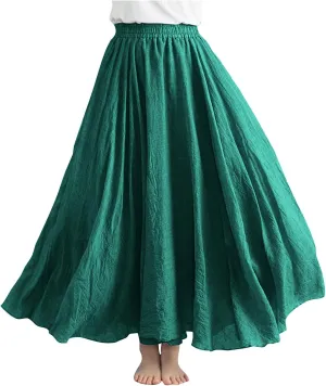 Long Skirts for Women Summer High Waist Beach Skirt Solid Color Western Boho Casual Skirt Flowy Quick Dry Skirt
