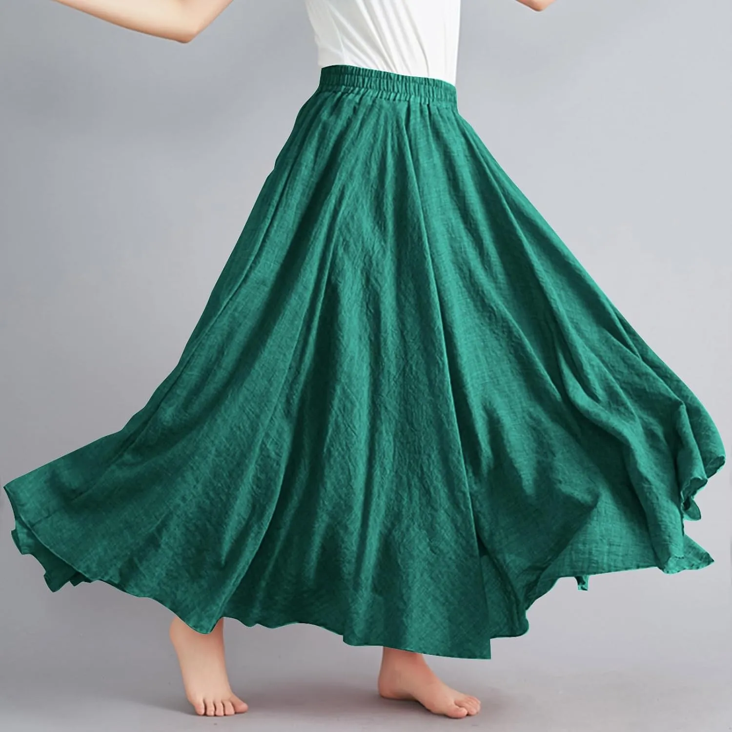Long Skirts for Women Summer High Waist Beach Skirt Solid Color Western Boho Casual Skirt Flowy Quick Dry Skirt