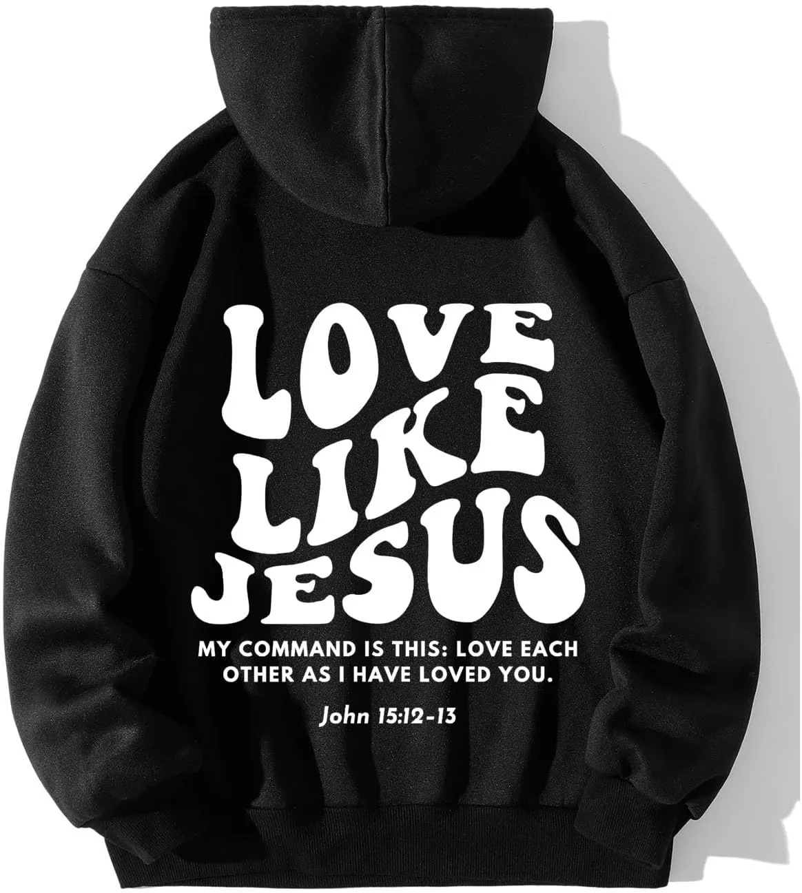 Love Like Jesus Hoodies for Men Letter Graphic Christian Faith Hoodies with Pocket Long Sleeve Drawstring Hooded Sweatshirts