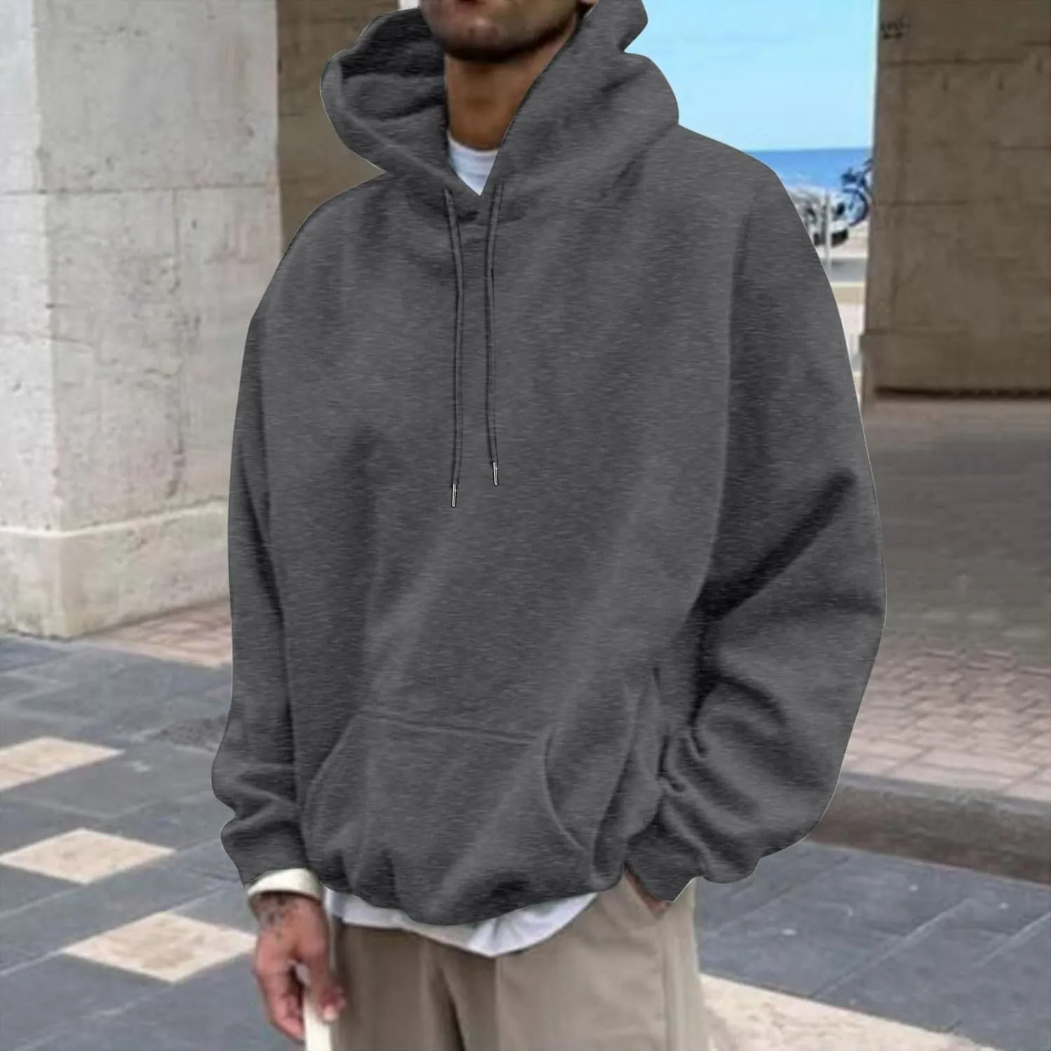 Love Like Jesus Hoodies for Men Letter Graphic Christian Faith Hoodies with Pocket Long Sleeve Drawstring Hooded Sweatshirts