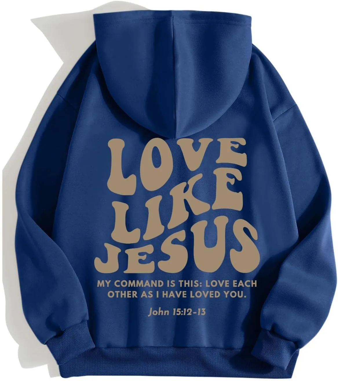 Love Like Jesus Hoodies for Men Letter Graphic Christian Faith Hoodies with Pocket Long Sleeve Drawstring Hooded Sweatshirts