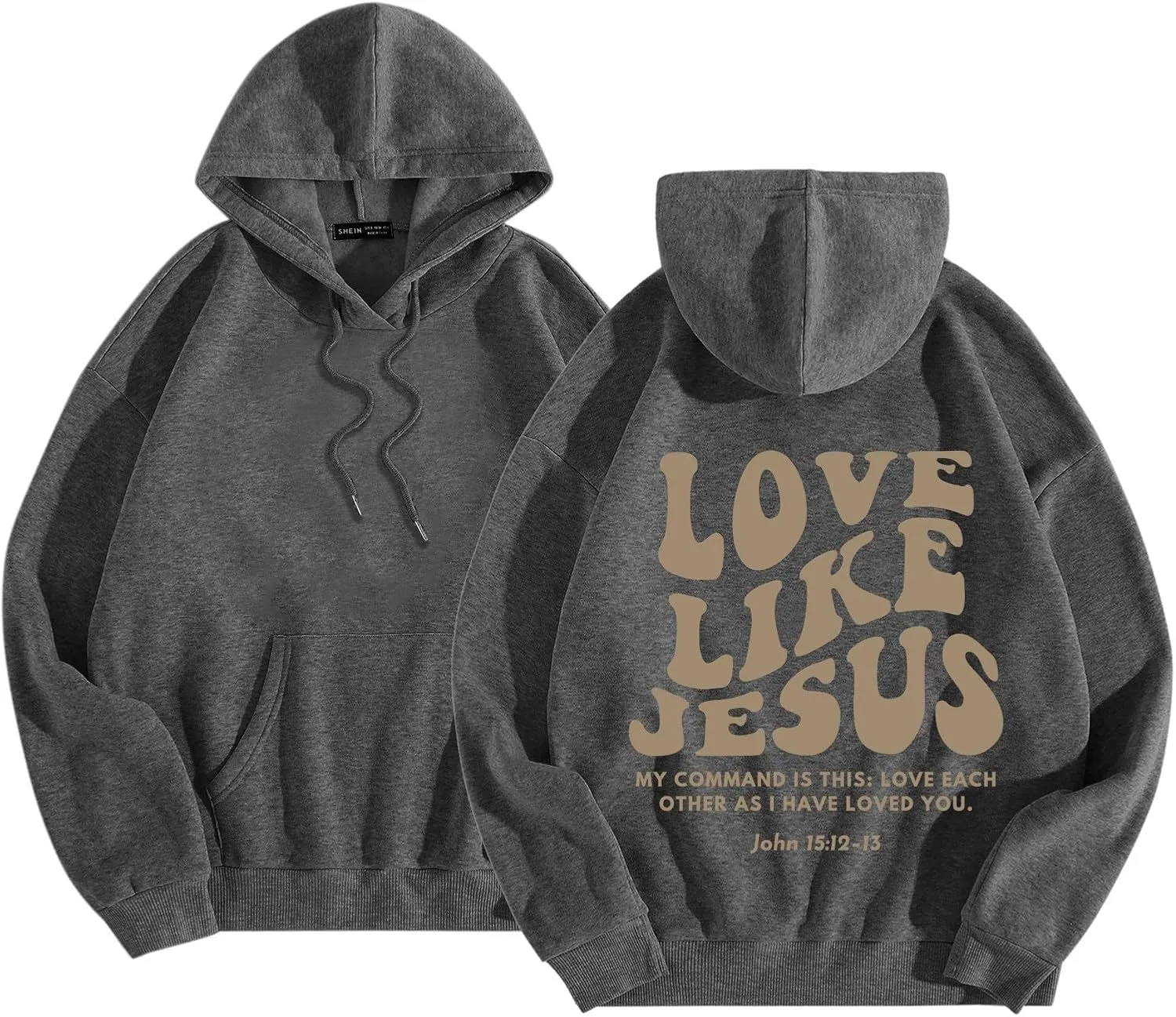 Love Like Jesus Hoodies for Men Letter Graphic Christian Faith Hoodies with Pocket Long Sleeve Drawstring Hooded Sweatshirts