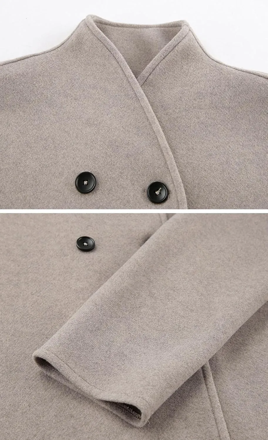 loveimgs Women Warm Double Breasted Wool Blend Peacoat Winter Button Down Woolen Jacket Crop Trench Coat Overcoat