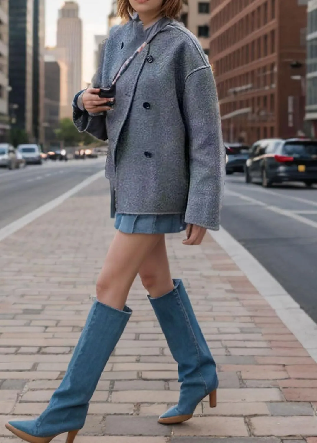 loveimgs Women Warm Double Breasted Wool Blend Peacoat Winter Button Down Woolen Jacket Crop Trench Coat Overcoat