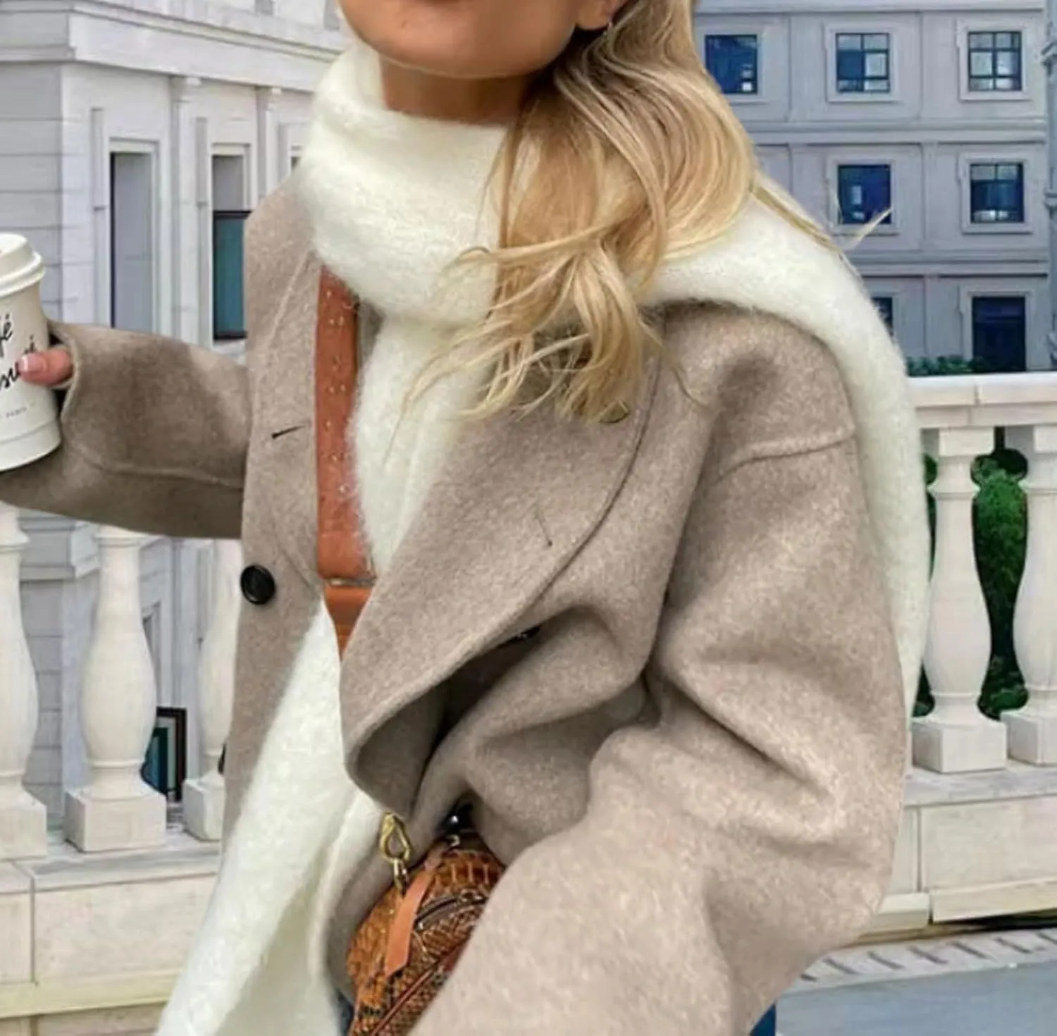 loveimgs Women Warm Double Breasted Wool Blend Peacoat Winter Button Down Woolen Jacket Crop Trench Coat Overcoat