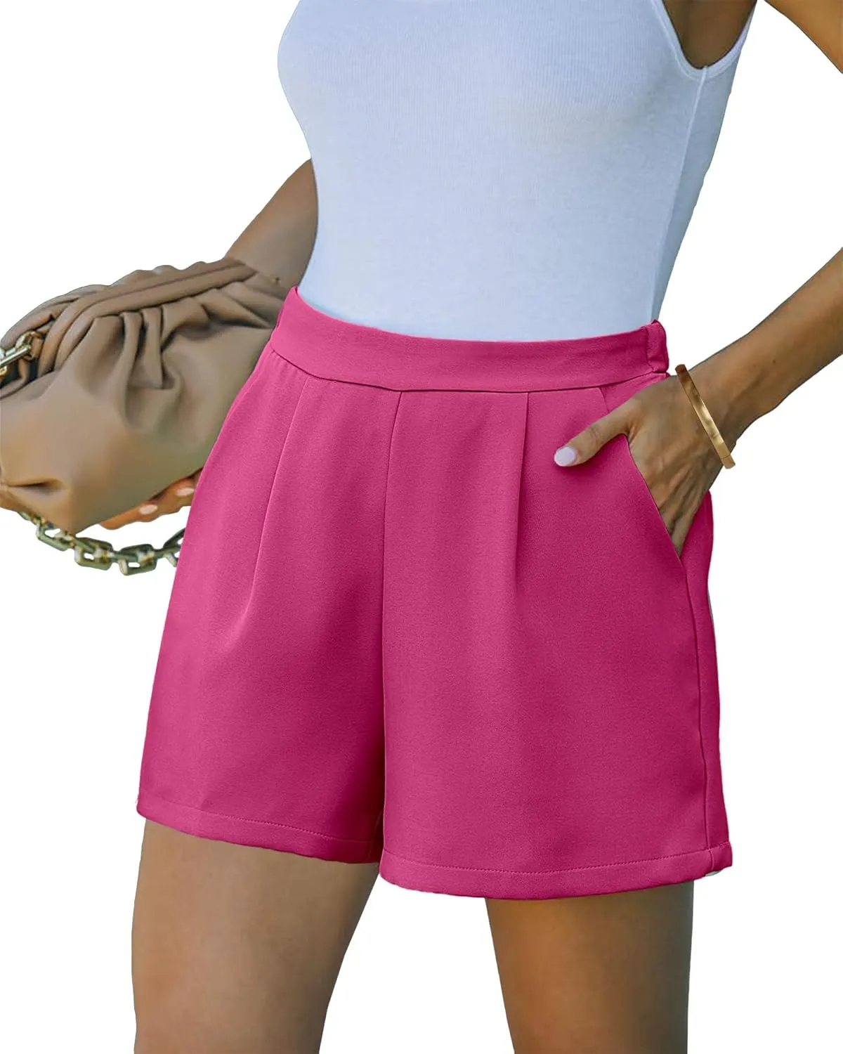 luvamia 2024 Dress Shorts for Women High Waisted Business Casual Outfits for Work Summer Pleated Short Dressy Shorts