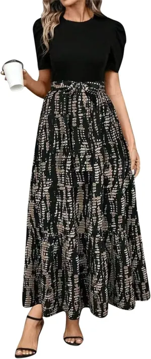 Maxi Dresses for Women 2025,Wedding Guest Spring Summer Dress Patchwork Plus Size Formal Womens Easter Dresses