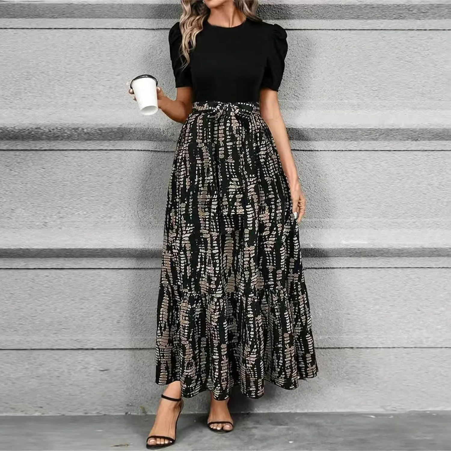 Maxi Dresses for Women 2025,Wedding Guest Spring Summer Dress Patchwork Plus Size Formal Womens Easter Dresses