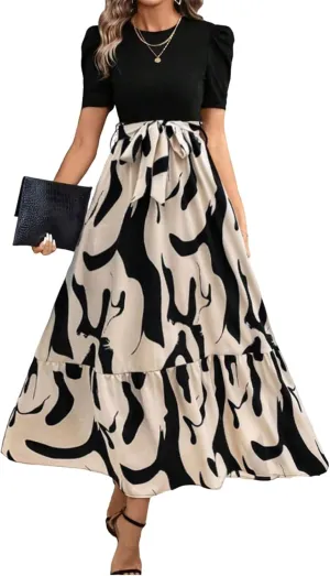 Maxi Dresses for Women 2025,Wedding Guest Spring Summer Dress Patchwork Plus Size Formal Womens Easter Dresses