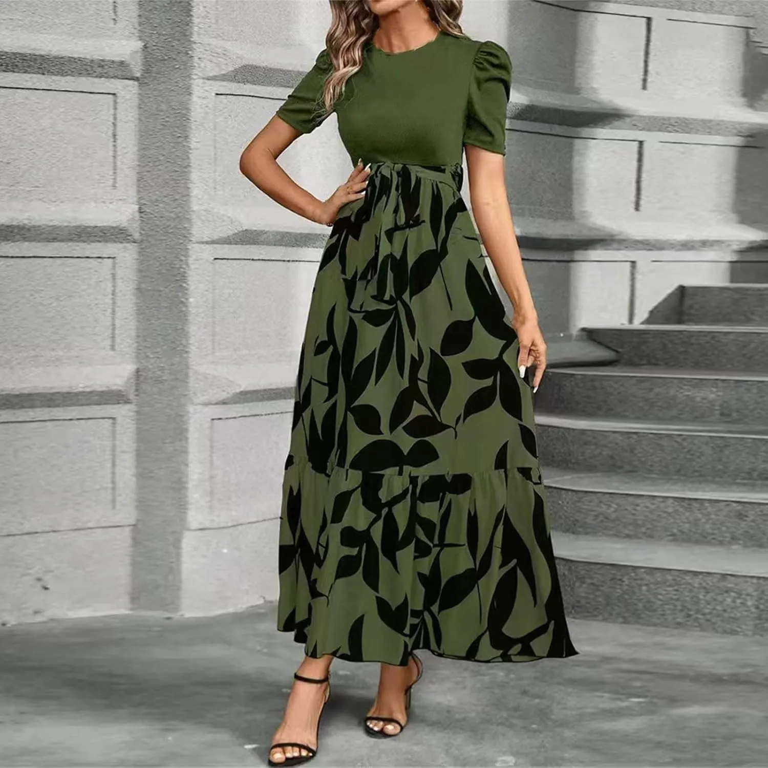 Maxi Dresses for Women 2025,Wedding Guest Spring Summer Dress Patchwork Plus Size Formal Womens Easter Dresses