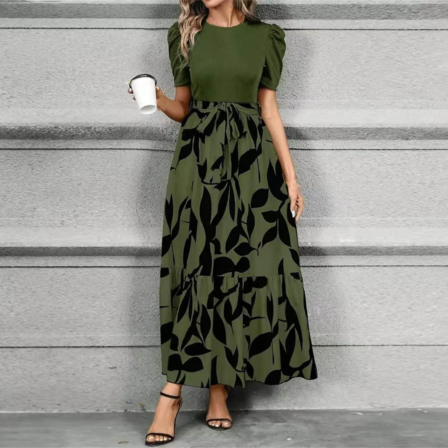 Maxi Dresses for Women 2025,Wedding Guest Spring Summer Dress Patchwork Plus Size Formal Womens Easter Dresses
