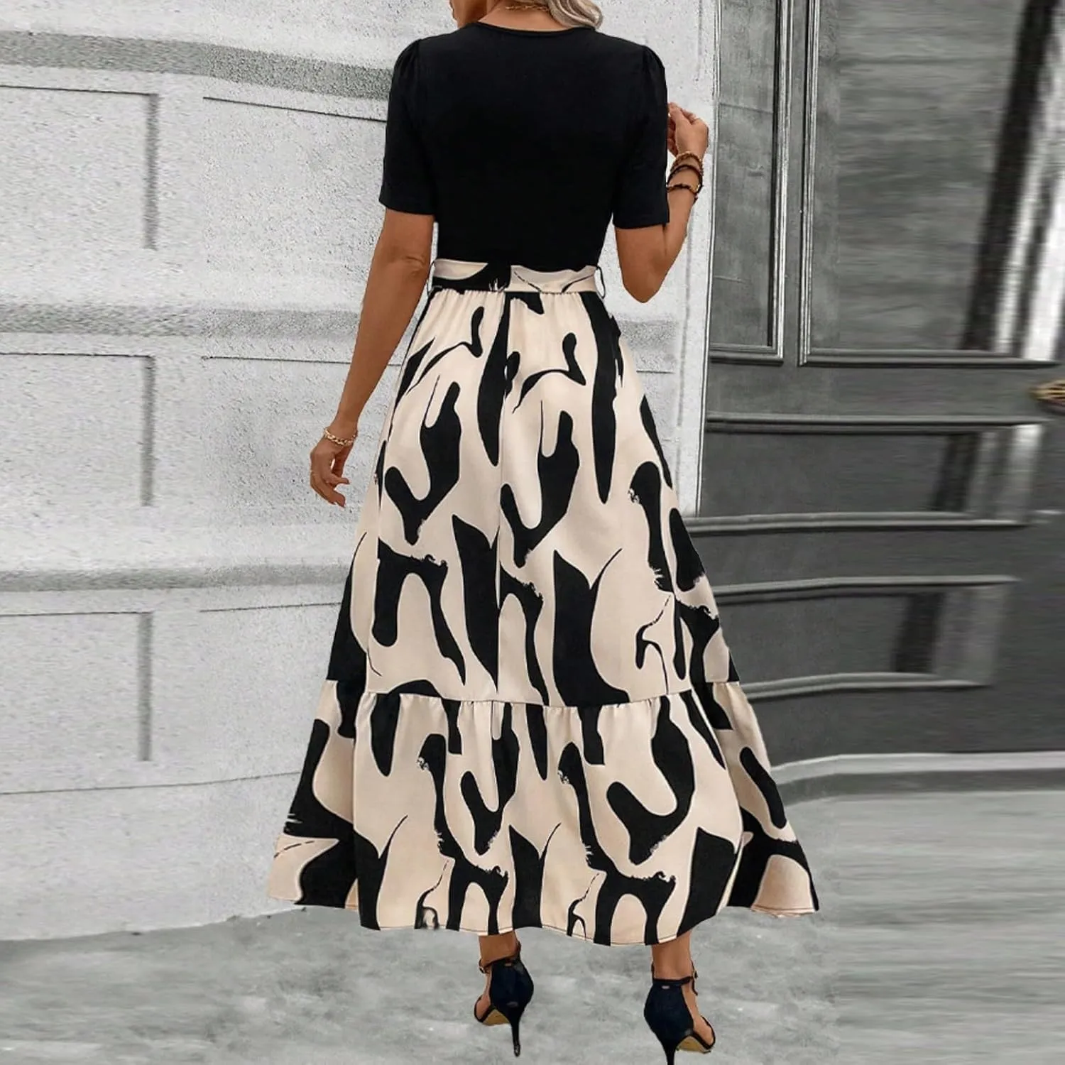Maxi Dresses for Women 2025,Wedding Guest Spring Summer Dress Patchwork Plus Size Formal Womens Easter Dresses