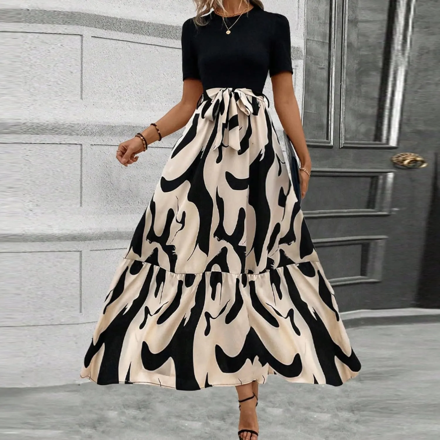 Maxi Dresses for Women 2025,Wedding Guest Spring Summer Dress Patchwork Plus Size Formal Womens Easter Dresses