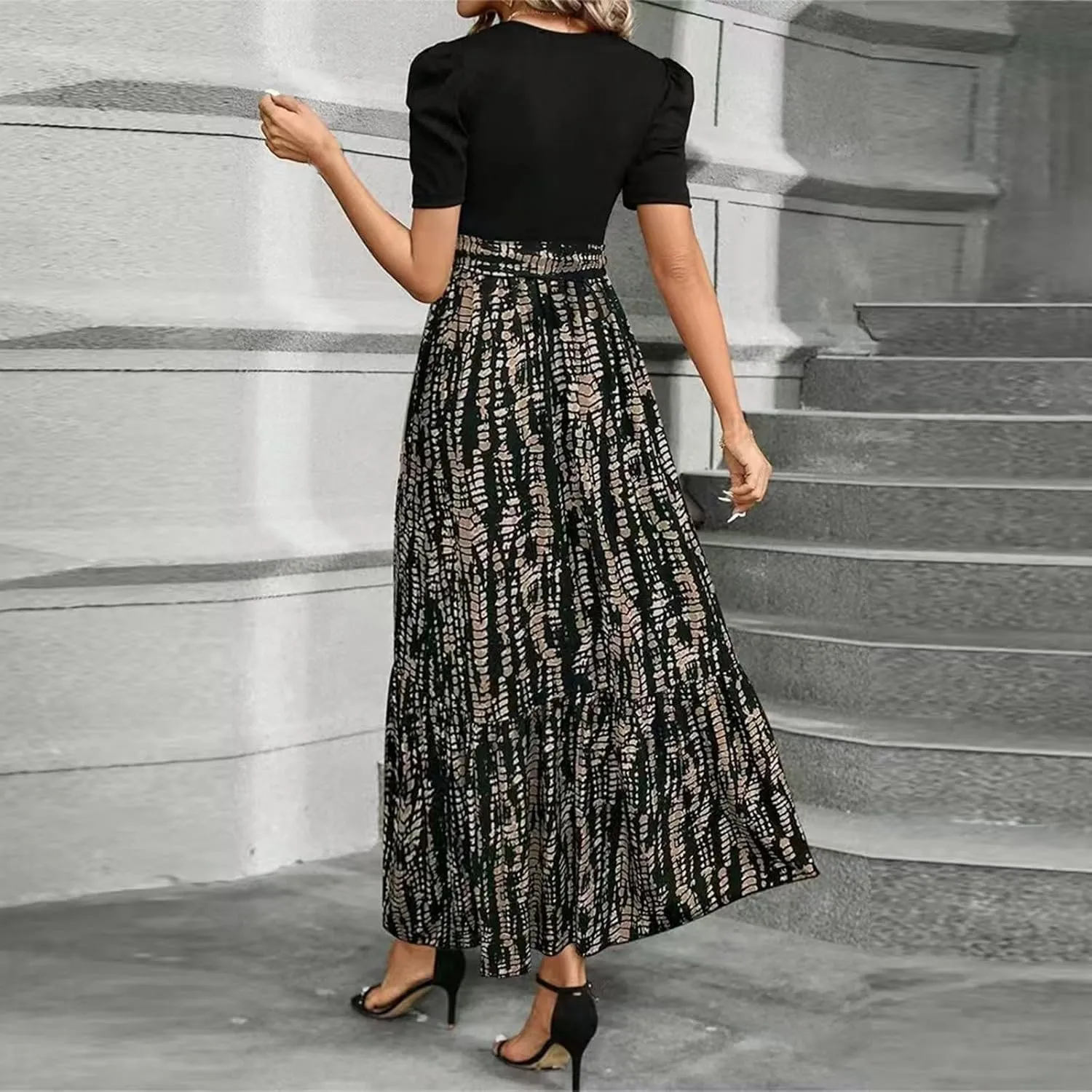 Maxi Dresses for Women 2025,Wedding Guest Spring Summer Dress Patchwork Plus Size Formal Womens Easter Dresses