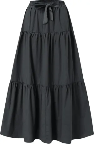 Maxi Skirts for Women 2025 Fashion Boho Long Skirt Summer Beach Swing Ruffle Tiered A-Line Pleated Elastic Waist