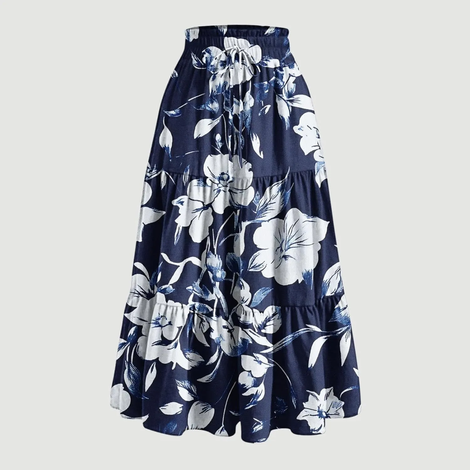 Maxi Skirts for Women Long Tiered A-Line Skirt 2025 Fashion Drawstring High Waist Ankle Length Summer Beach Clothes