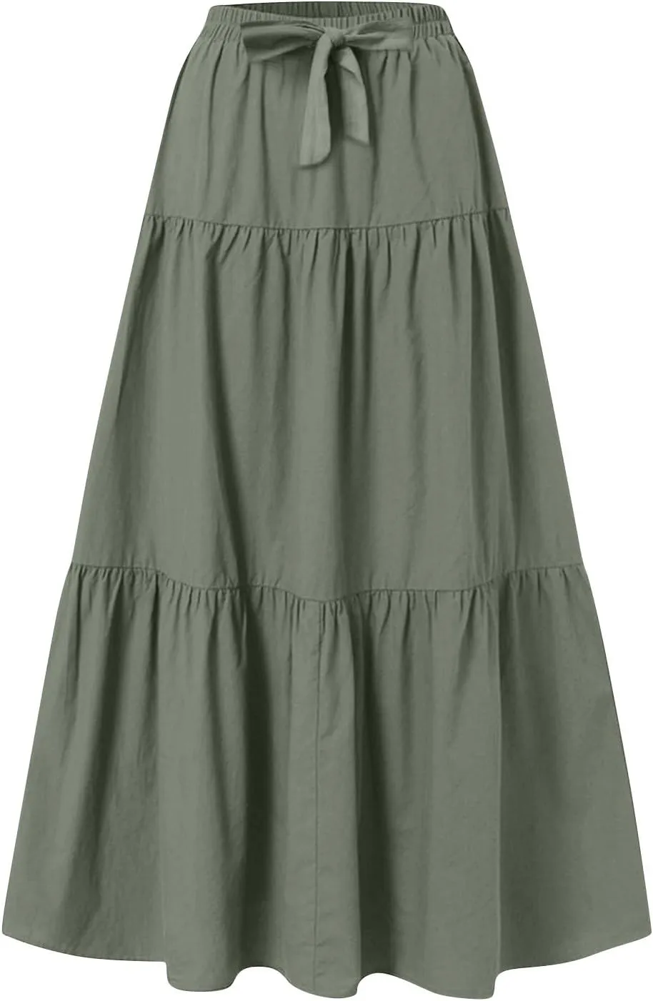 Maxi Skirts for Women Trendy Summer Drawstring Elastic High Waisted A Line Skirt Boho Tiered Smocked Long Flowy Skirt
