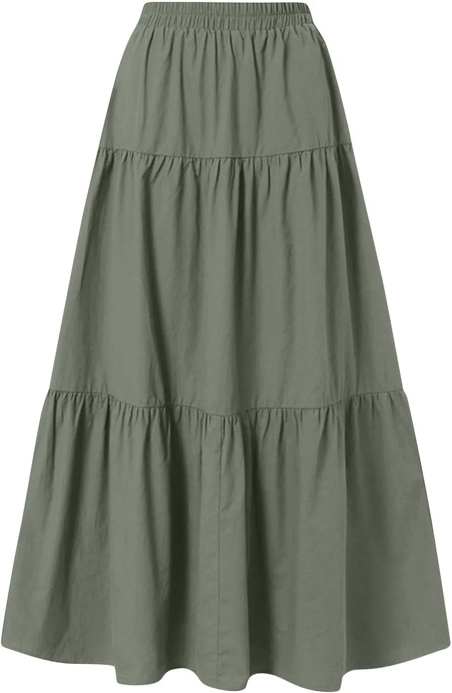 Maxi Skirts for Women Trendy Summer Drawstring Elastic High Waisted A Line Skirt Boho Tiered Smocked Long Flowy Skirt