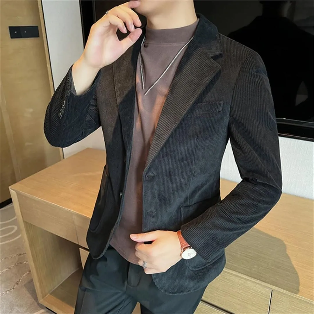 Men Corduroy Suit Jacket for Slim Fit Style Casual Business Masculino Wedding Blazers