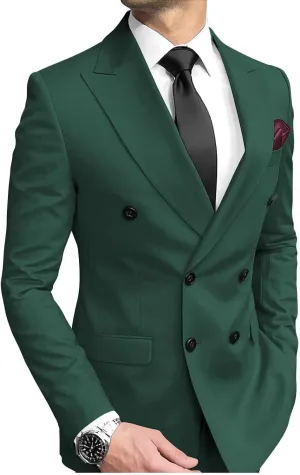 Mens Double Breasted Blazer Jacket Peak Lapel Slim Fit Prom Homecoming Wedding Sport Coats Jackets for Men