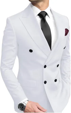 Mens Double Breasted Blazer Jacket Peak Lapel Slim Fit Prom Homecoming Wedding Sport Coats Jackets for Men