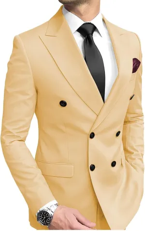 Mens Double Breasted Blazer Jacket Peak Lapel Slim Fit Prom Homecoming Wedding Sport Coats Jackets for Men