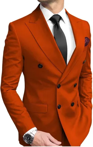 Mens Double Breasted Blazer Jacket Peak Lapel Slim Fit Prom Homecoming Wedding Sport Coats Jackets for Men