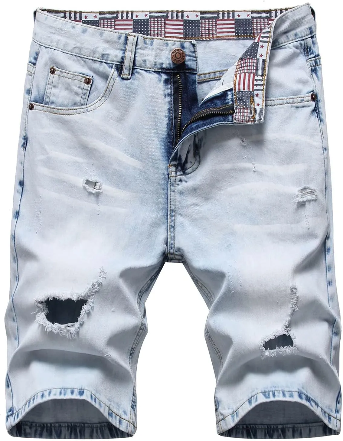 Mens Jean Shorts Denim Shorts Ripped Distressed Short Jeans Casual Classic Straight Fit Jorts