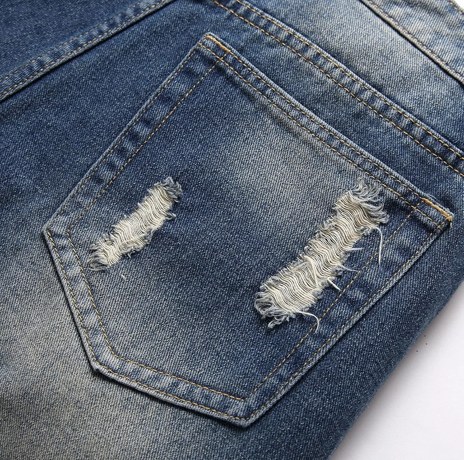 Mens Jean Shorts Denim Shorts Ripped Distressed Short Jeans Casual Classic Straight Fit Jorts