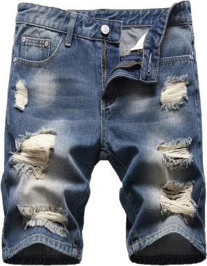 Mens Jean Shorts Denim Shorts Ripped Distressed Short Jeans Casual Classic Straight Fit Jorts