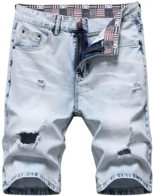 Mens Jean Shorts Denim Shorts Ripped Distressed Short Jeans Casual Classic Straight Fit Jorts