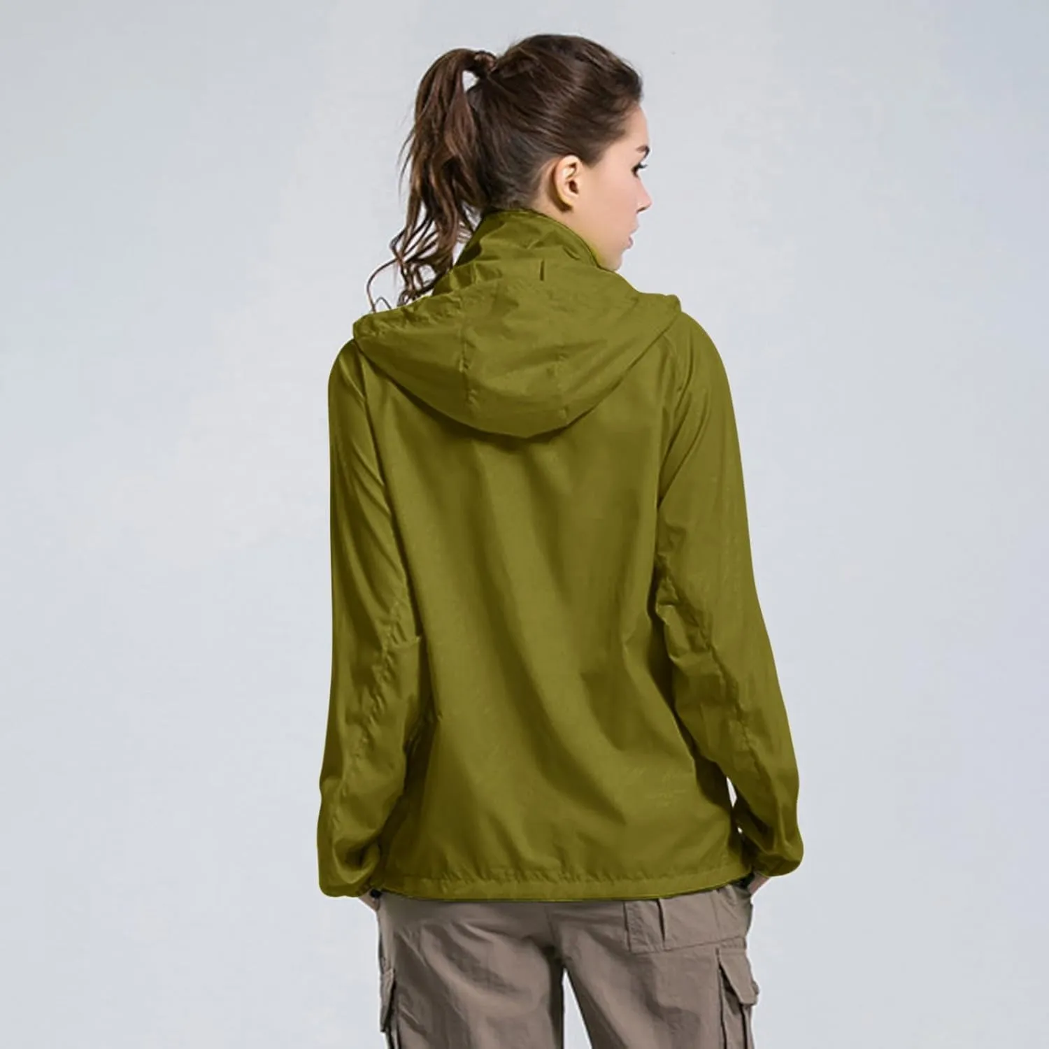 Mens Oversized Full Zip Rain Coats Unisex Baggy Outdoor Jackets with Hood Breathable Sports Windbreaker Lightweight Blouses
