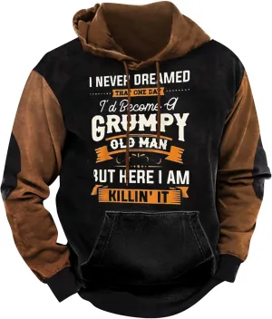 Men's Printed Hooded Sweatshirt Casual Long Sleeve Oversized Drawstring Pullover Baggy Fashion Hoodies