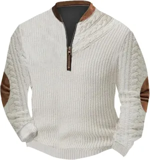 Men's Quarter Zip Up Polo Sweatshirt Zipper Long Sleeved Hoodie Whitecloths Life Clothing Men Zip Up Sweatshirt Men