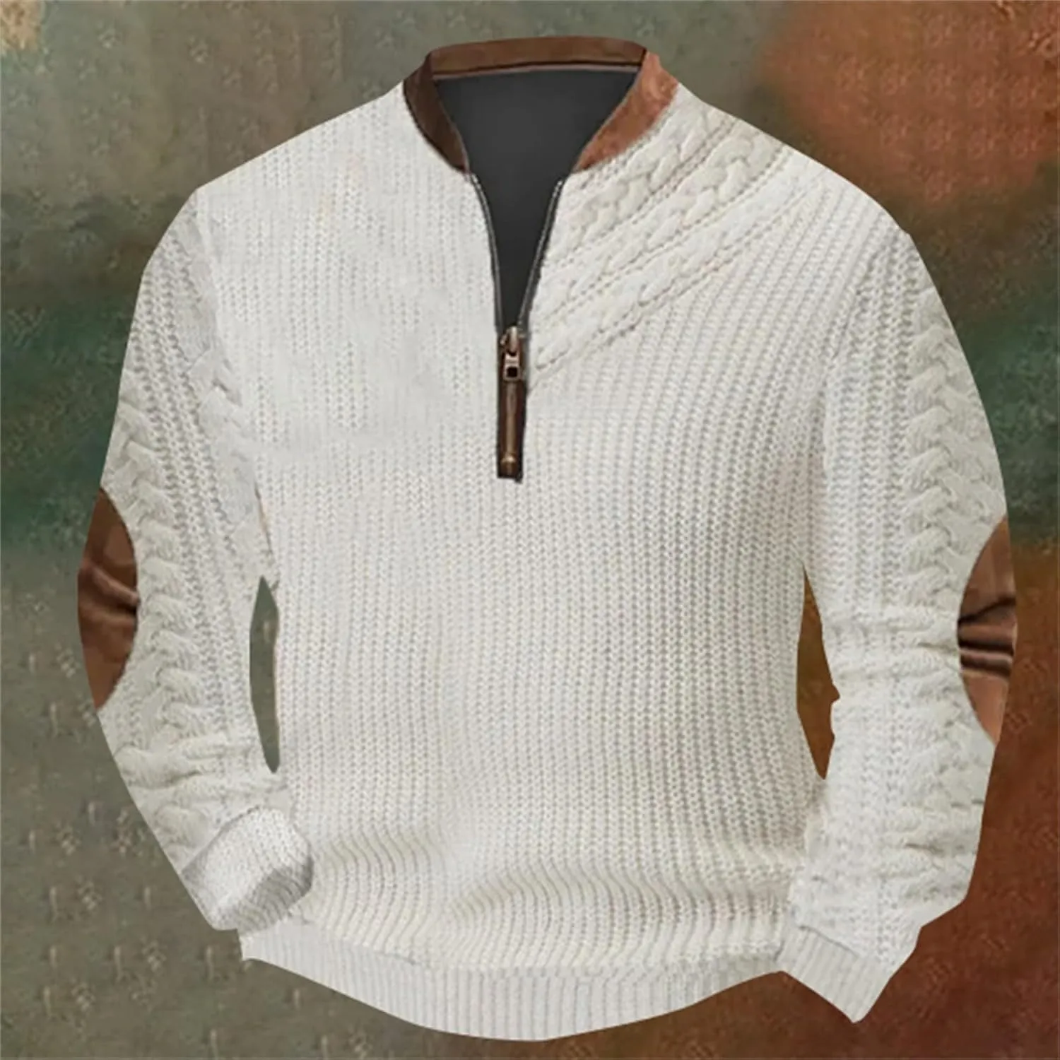 Men's Quarter Zip Up Polo Sweatshirt Zipper Long Sleeved Hoodie Whitecloths Life Clothing Men Zip Up Sweatshirt Men