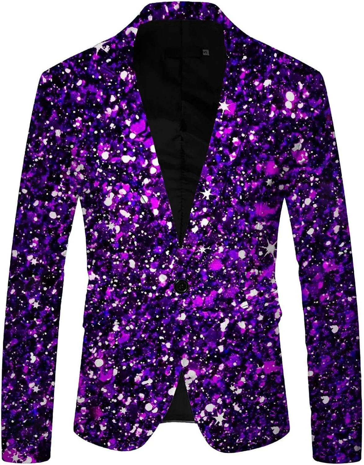 Men's Sequin Suit Printed Lapel One Button Slim Fit Suit Style Masquerade Suits Formal Business Sport Suit Coats